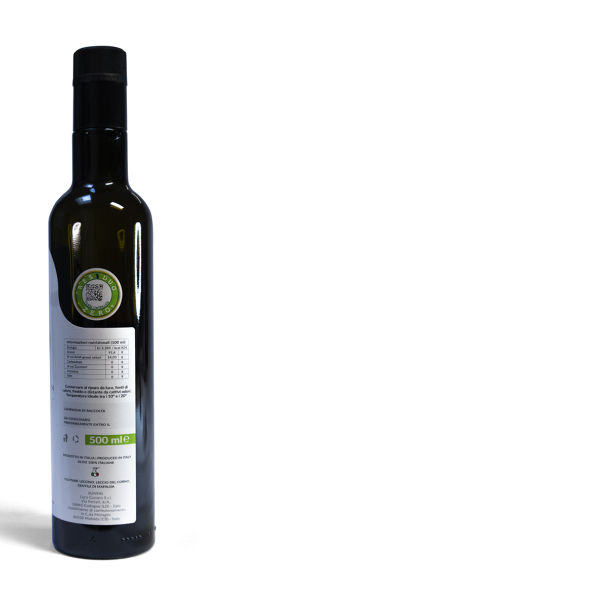 olio extravergine oliva sunnn giogo  ml QR residuo zero